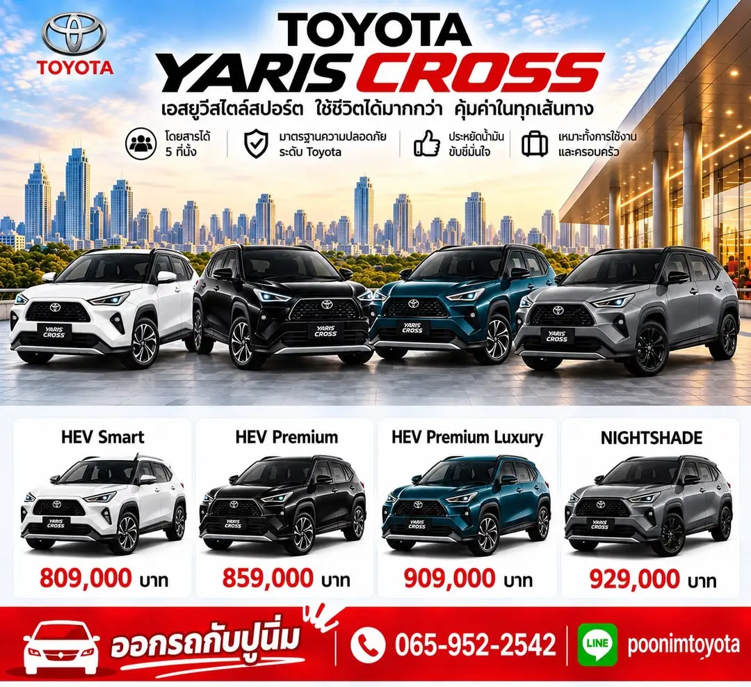 ใบราคา Yaris Cross จากปูนิ่ม